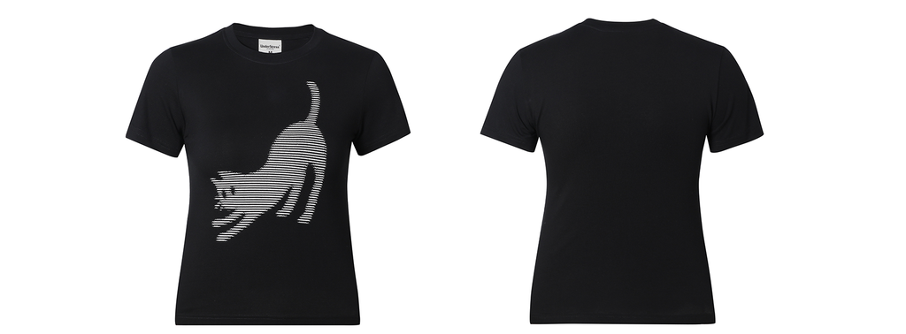 UnderStress Stretching Pixel Pussy Front Shoulder Print Tee