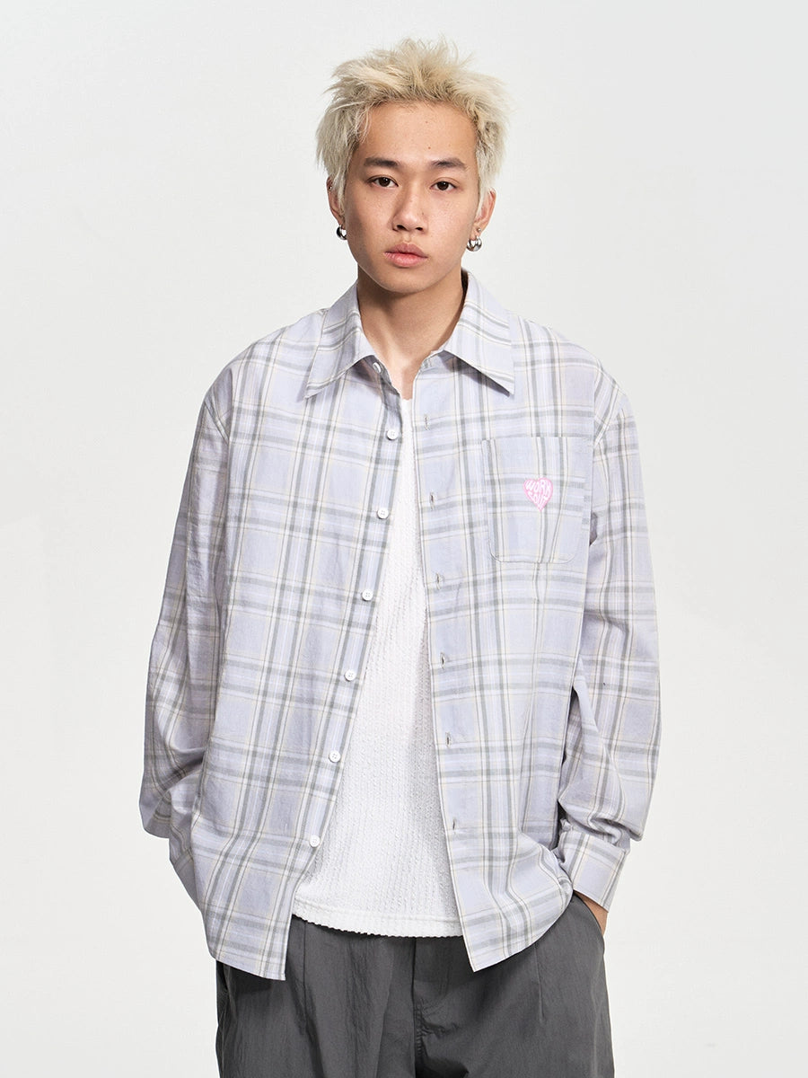 NICEBAD Contrasting Plaid Light Long-sleeved Shirt