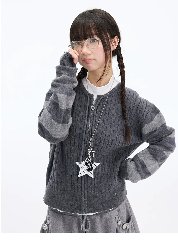 MOMSAYCAN Striped Sweater Cardigan