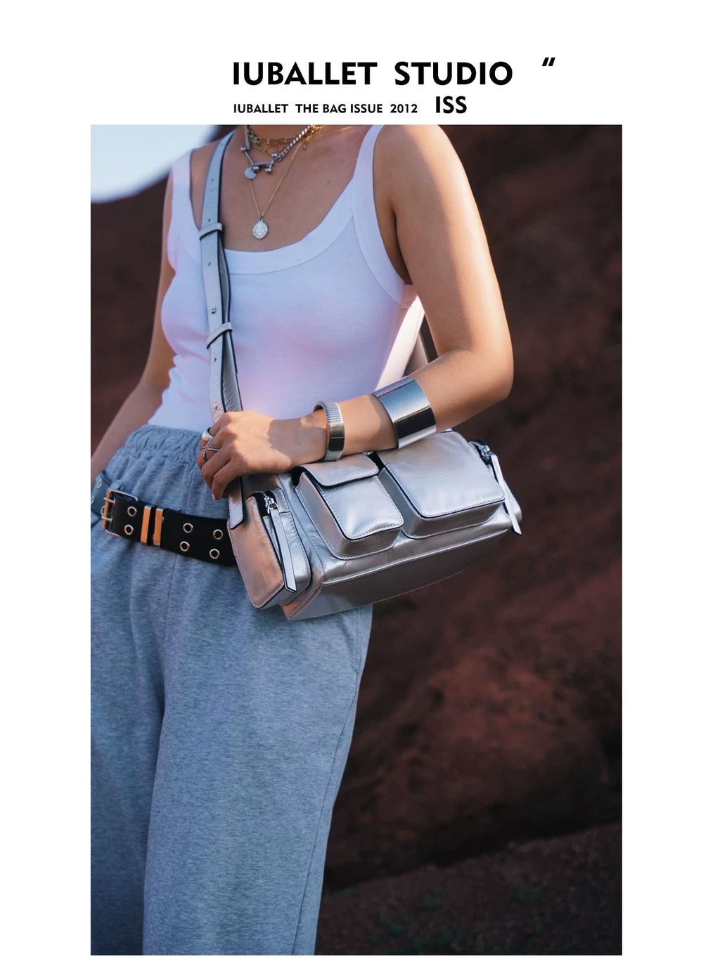 Iuballet Retro First Layer Cowhide Shoulder Armpit Bag
