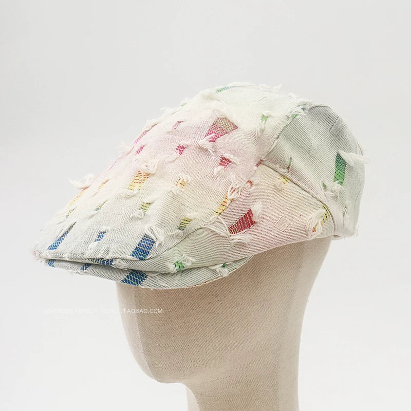 YORSOY Ripped Rough Edge Casual Duck Tongue Beret