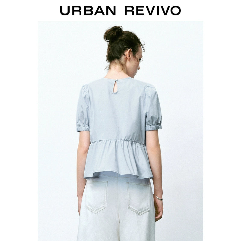 URBAN REVIVO Dopamine Doll Shirt Short-sleeved Blouse Shirt