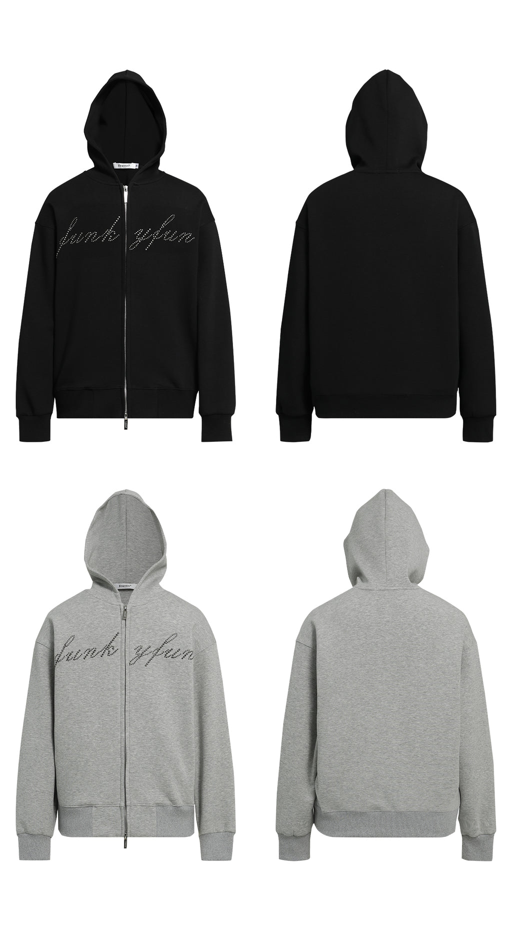 FUNKYFUN 2024AW LOGO Hot Diamond Cardigan Hooded Space Cotton Sweater Jacket