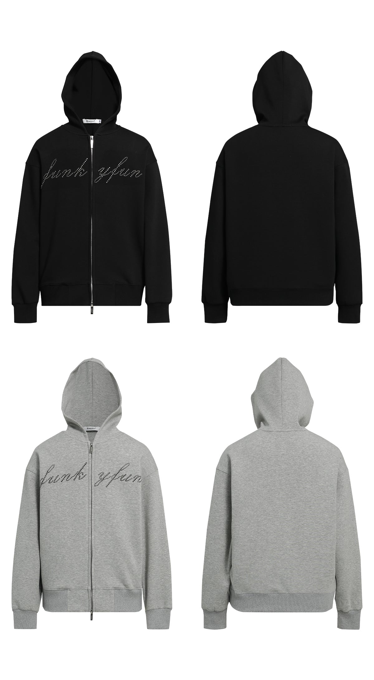 FUNKYFUN 2024AW LOGO Hot Diamond Cardigan Hooded Space Cotton Sweater Jacket