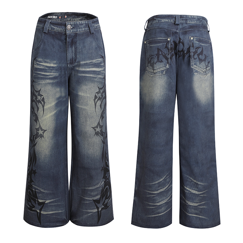 DND4DES Retro Dark Thorn Element Casual Jeans