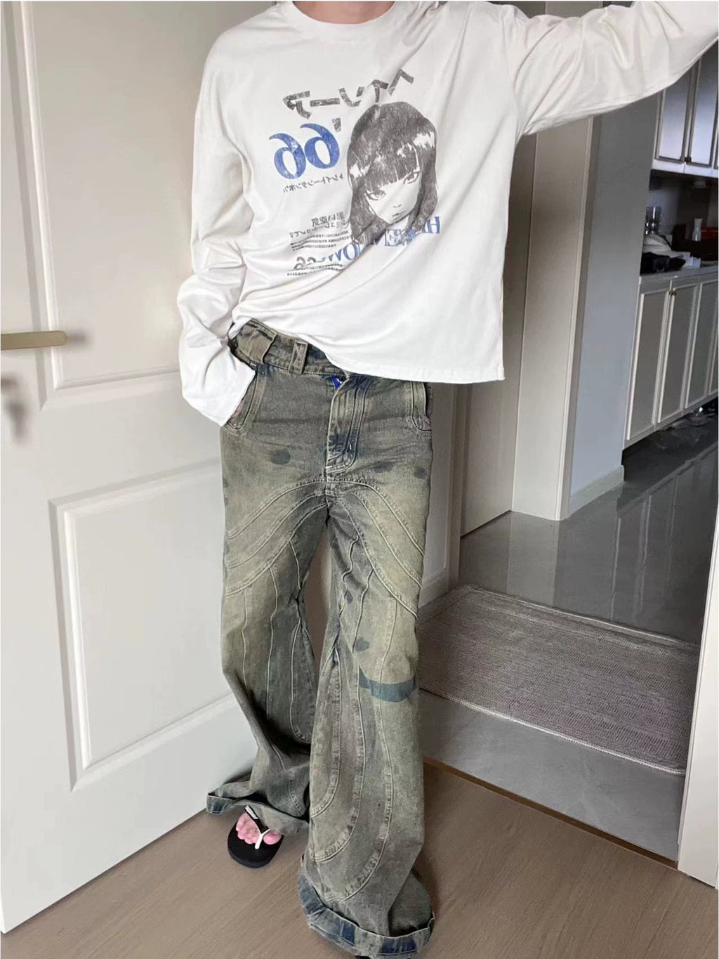 Erole Old Broken Edge Digital Printing Long Sleeve