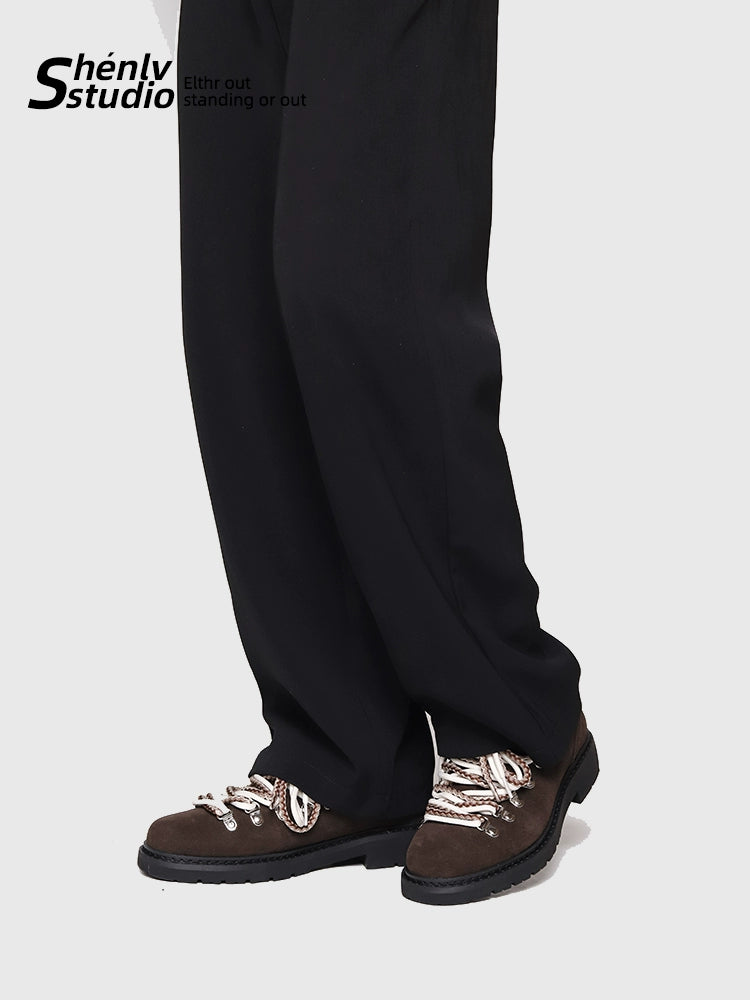 SHENLV STUIDO Fur Retro Pair of Shoelaces Casual Shoes