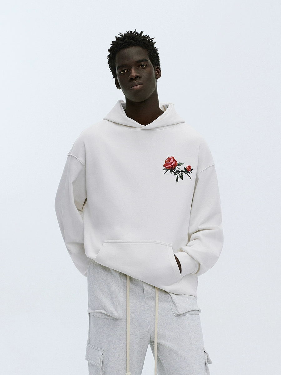 ATRY Vintage Rose Floral Embroidered Hooded Sweater