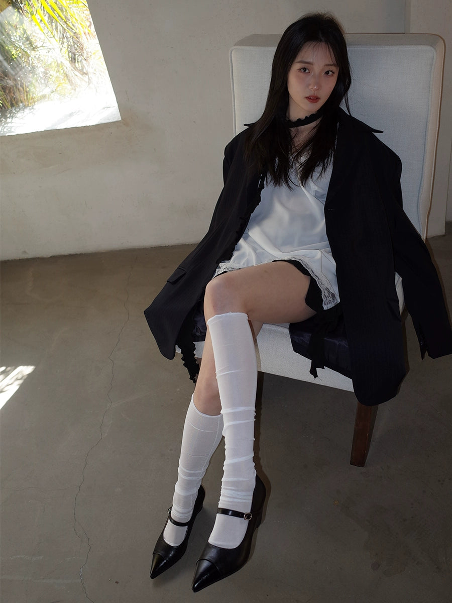 Mooreyu Wedge Heel Shallow Mouth One-word Buckle Mary Jane Shoes