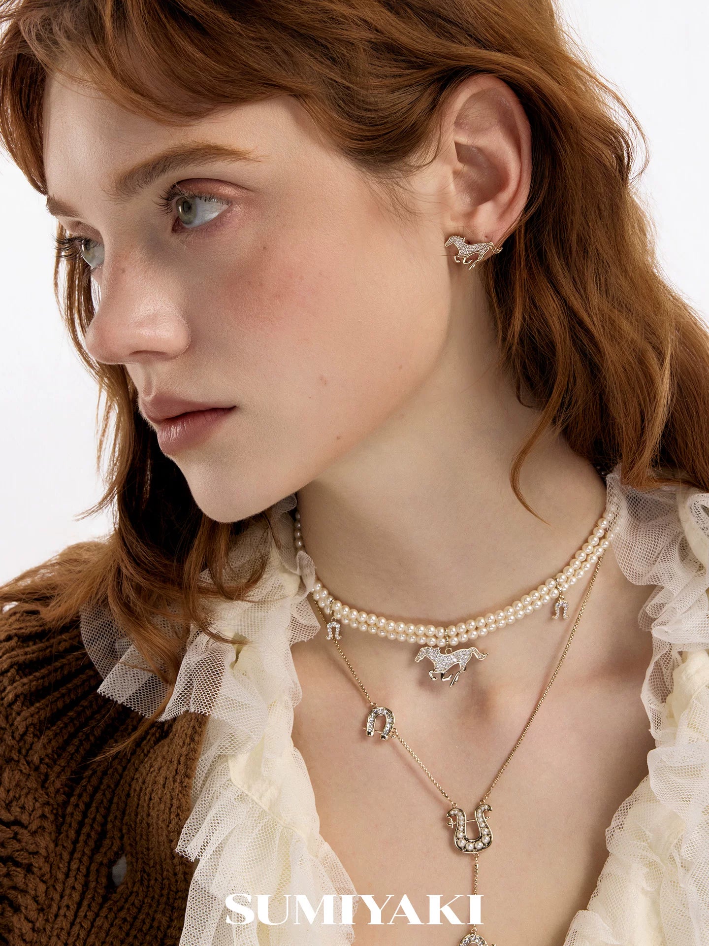 SUMIYAKI Flash Pony Pearl Double-layer Versatile Necklace