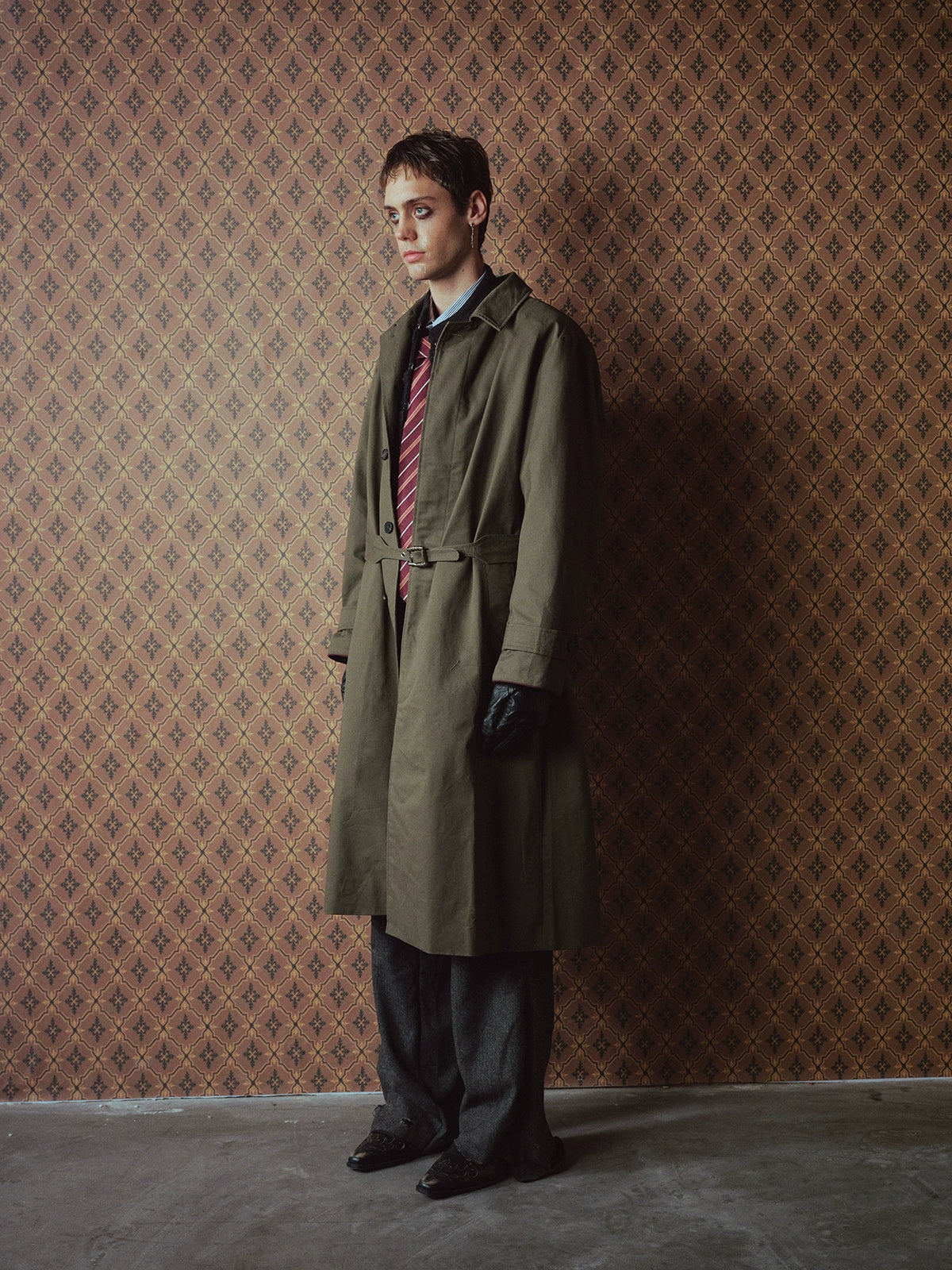 RICHILL Single-breasted Lapel Trench Coat