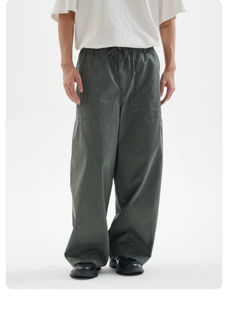 BUTTBILL enzyme washed silhouette commuter deck Japanese straight loose Pants