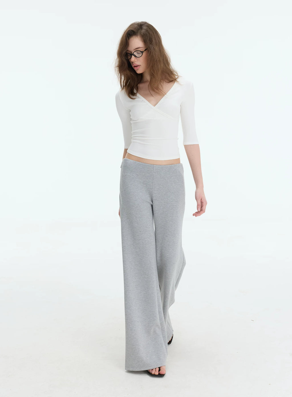 Veryrareme Low Waist Drape Wide Legs Thin Versatile Suit