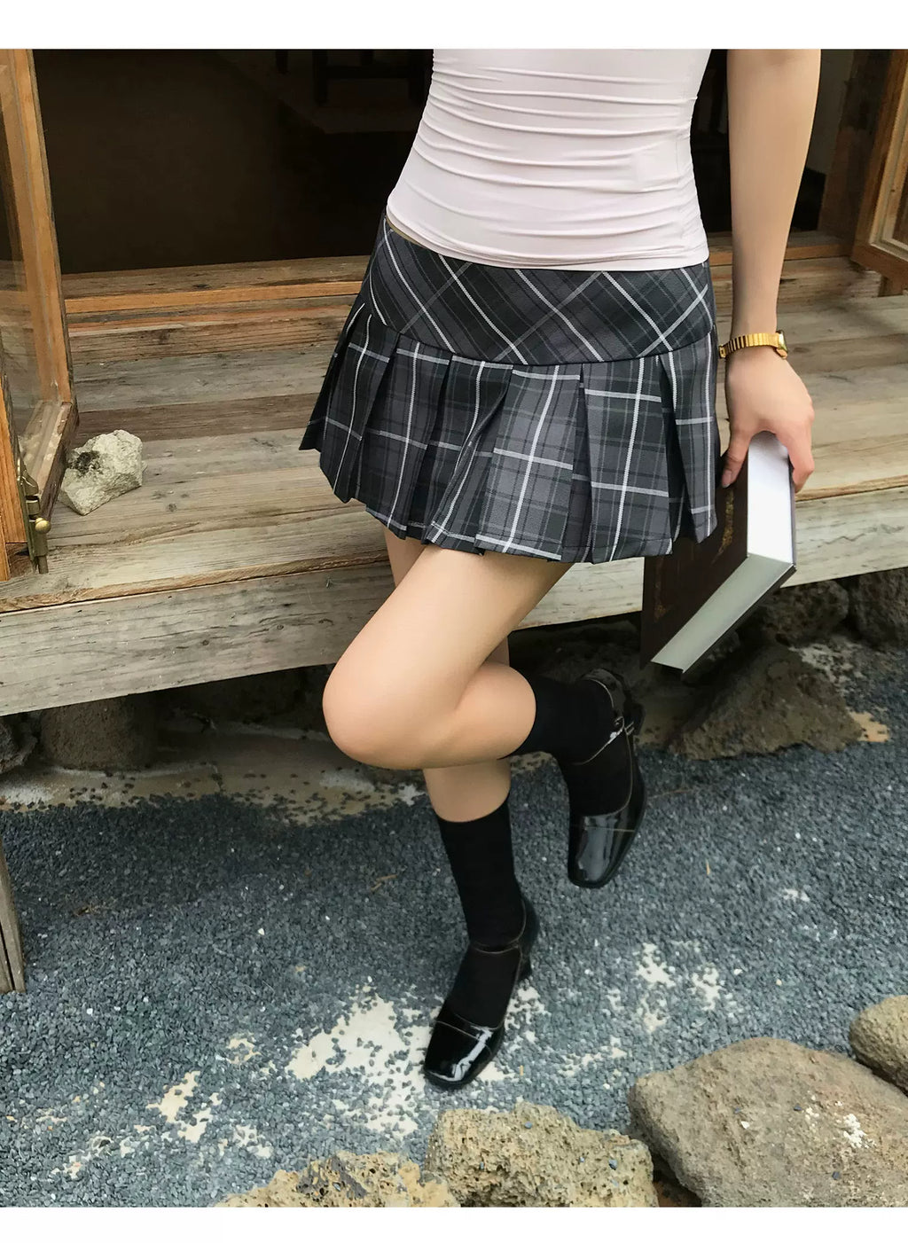 Audwyn Vintage Pleated Plaid Skirt