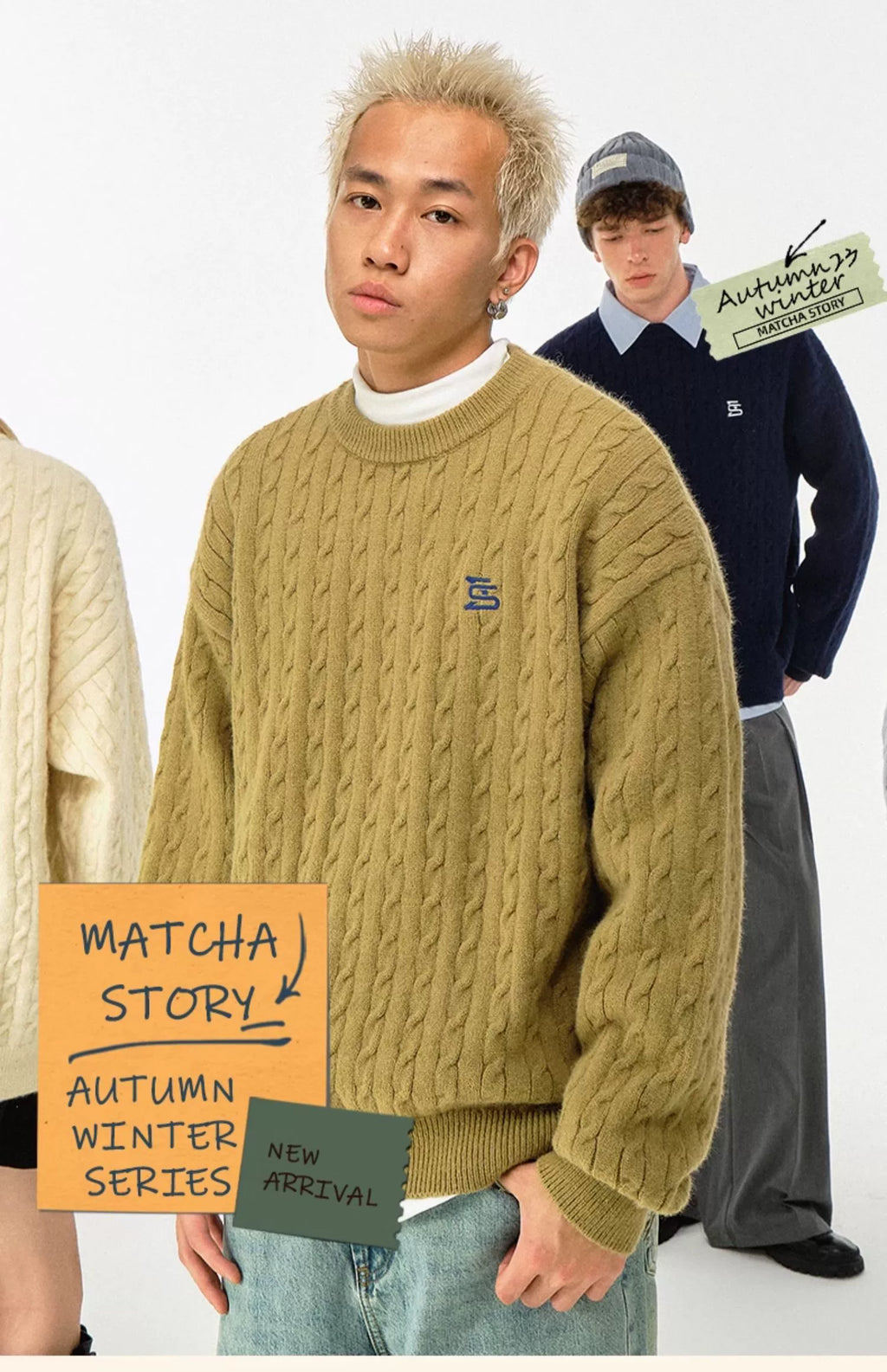 MATCHA STORY Vintage Twist Loose Knitted Sweater