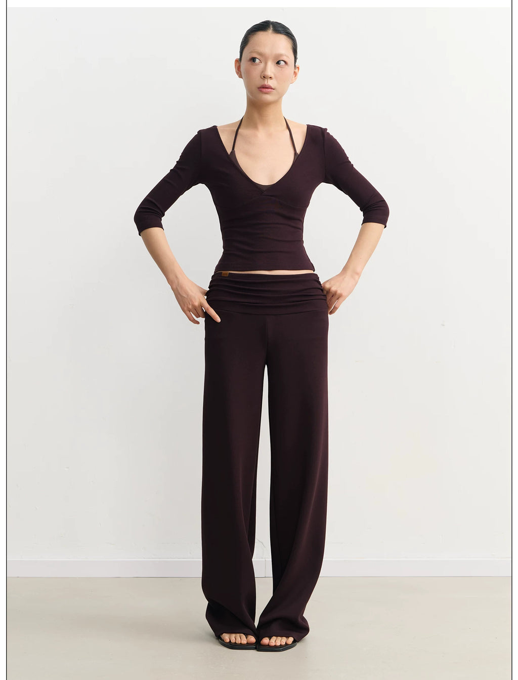 LINY LIBERTY26SS Slim-fit V-neck Micro-pull Casual Pants Sports Suit