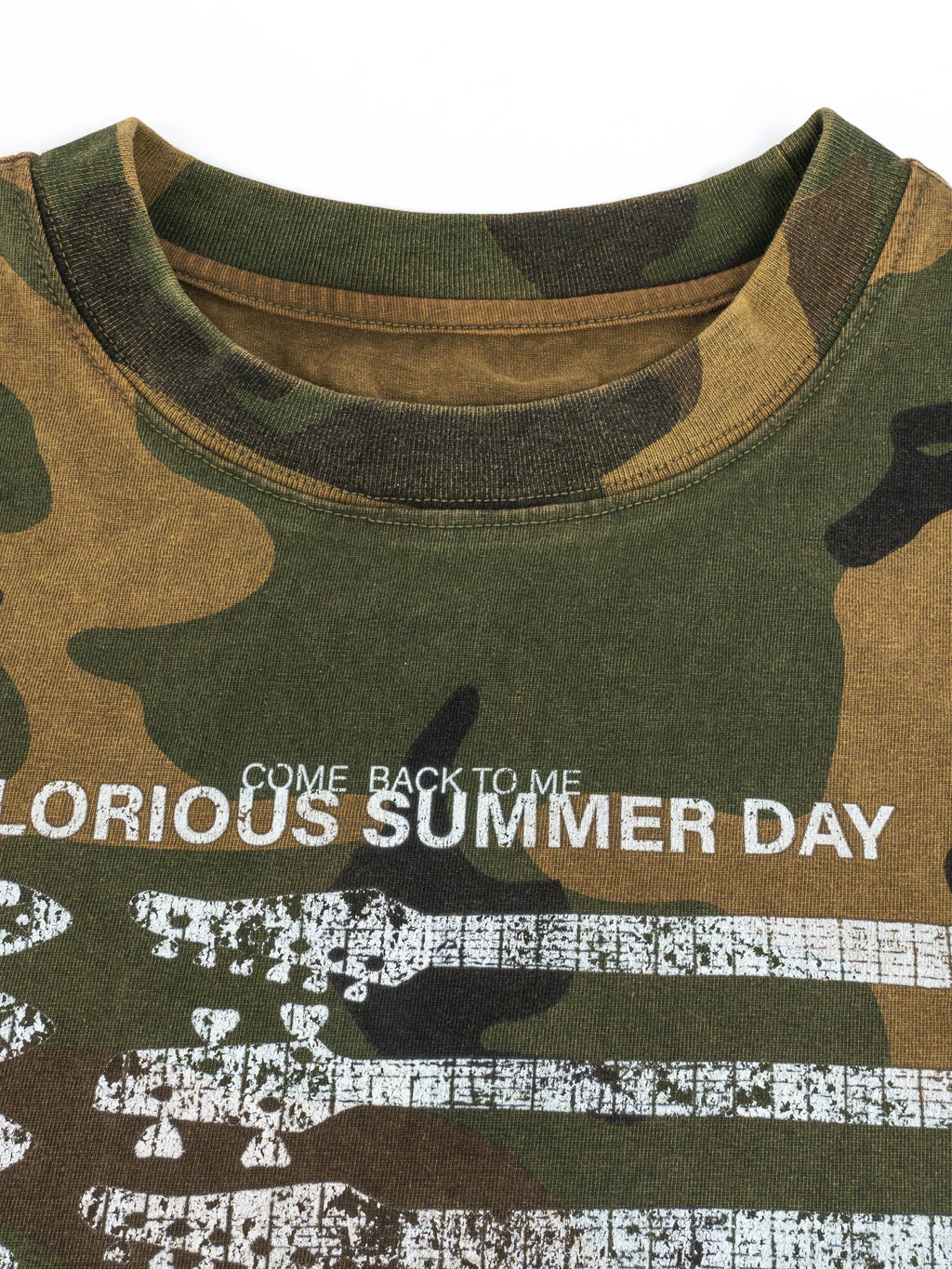 ANTIDOTE Camouflage Guitar Print Crew Neck Tee