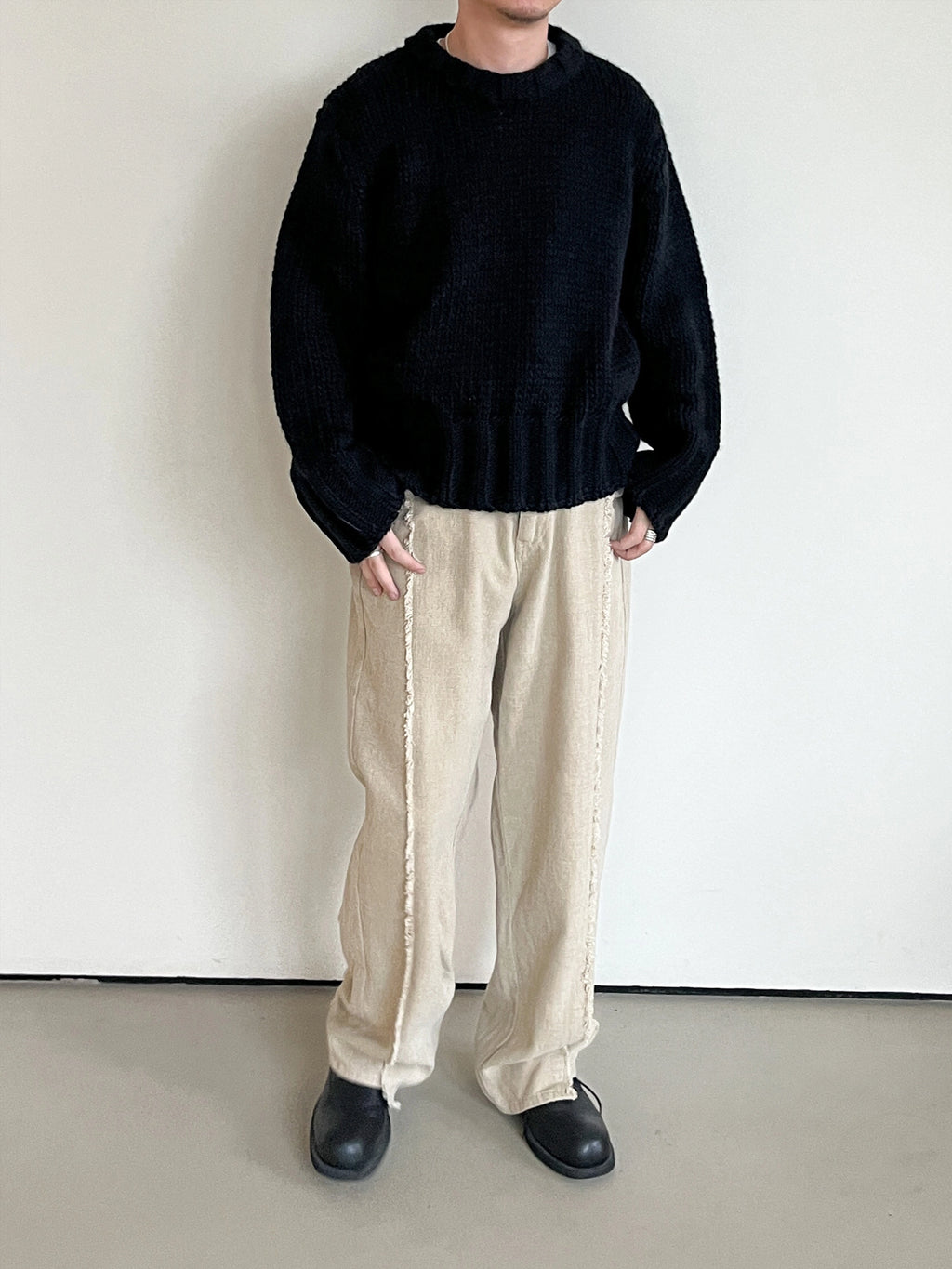 Anniehall Vintage Short Wide Crop Sweater
