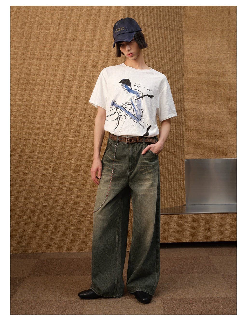 JCAESAR Breathable Short Crimping Water Stain Printing Tee