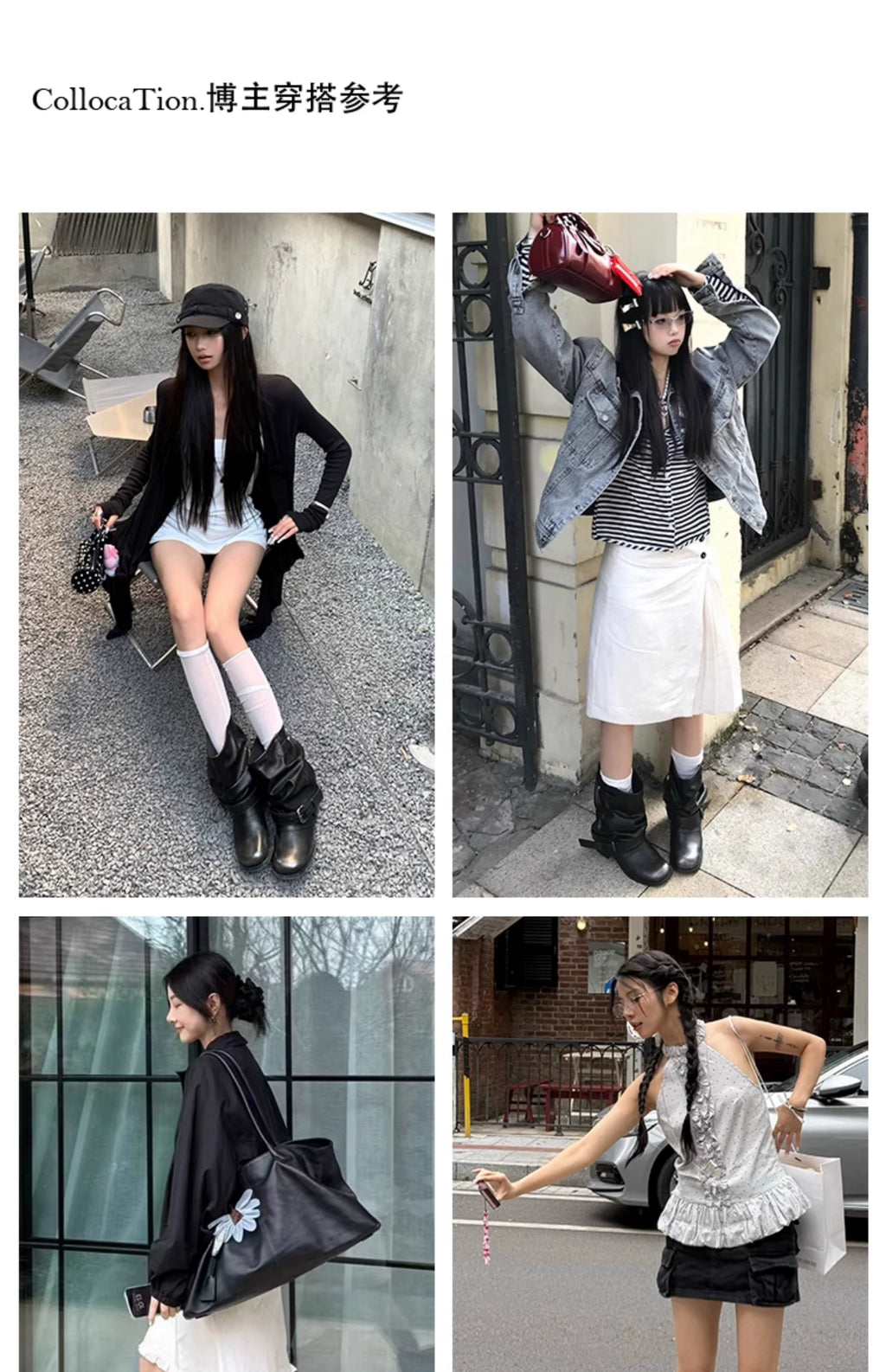 Mooreyu Western Cowboy Pleated Pile Knight Boots