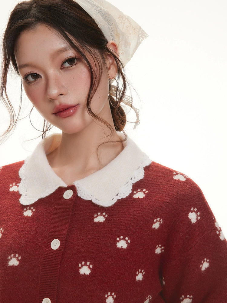 Imone Retro Claw Jacquard Loose and Thin Knitted Cardigan