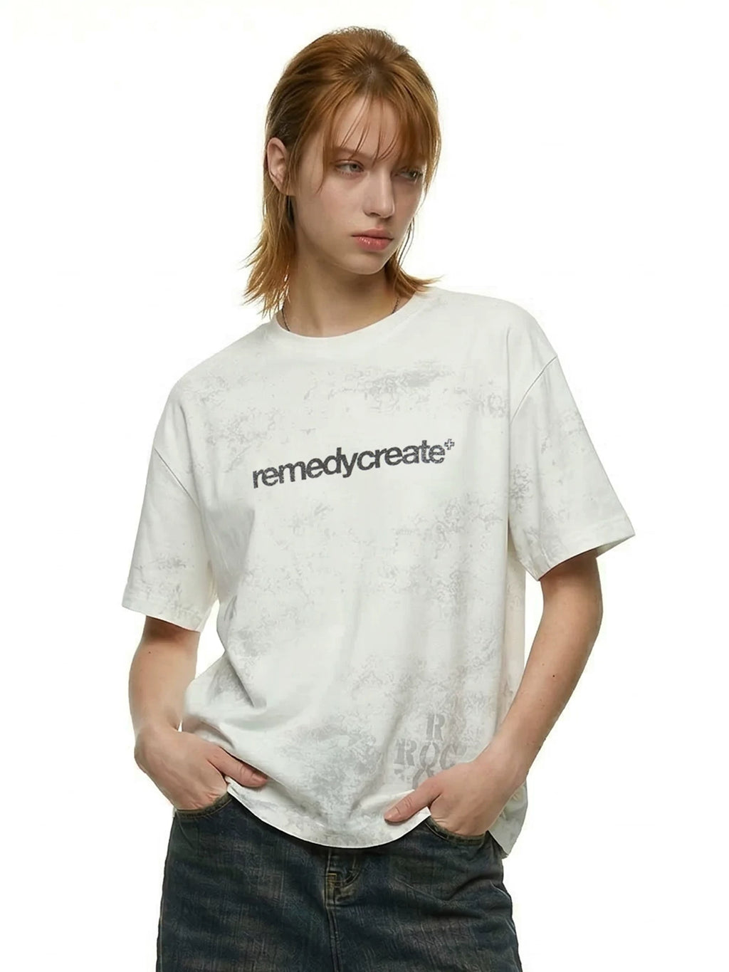 Remedy Vintage Letter Print Loose Crew Neck Tee