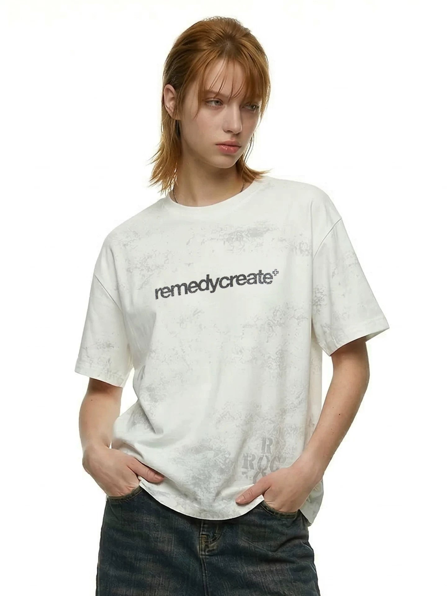 Remedy Vintage Letter Print Loose Crew Neck Tee