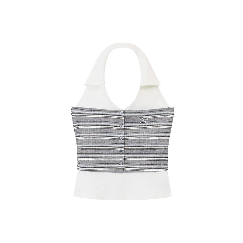 Ablueberry Striped Neck Vest
