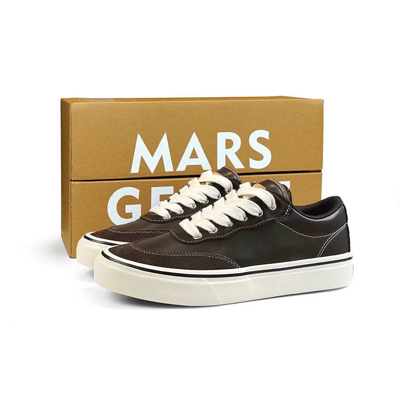 MARS GEOME Leather Widened Retro Fashion Board Shoes