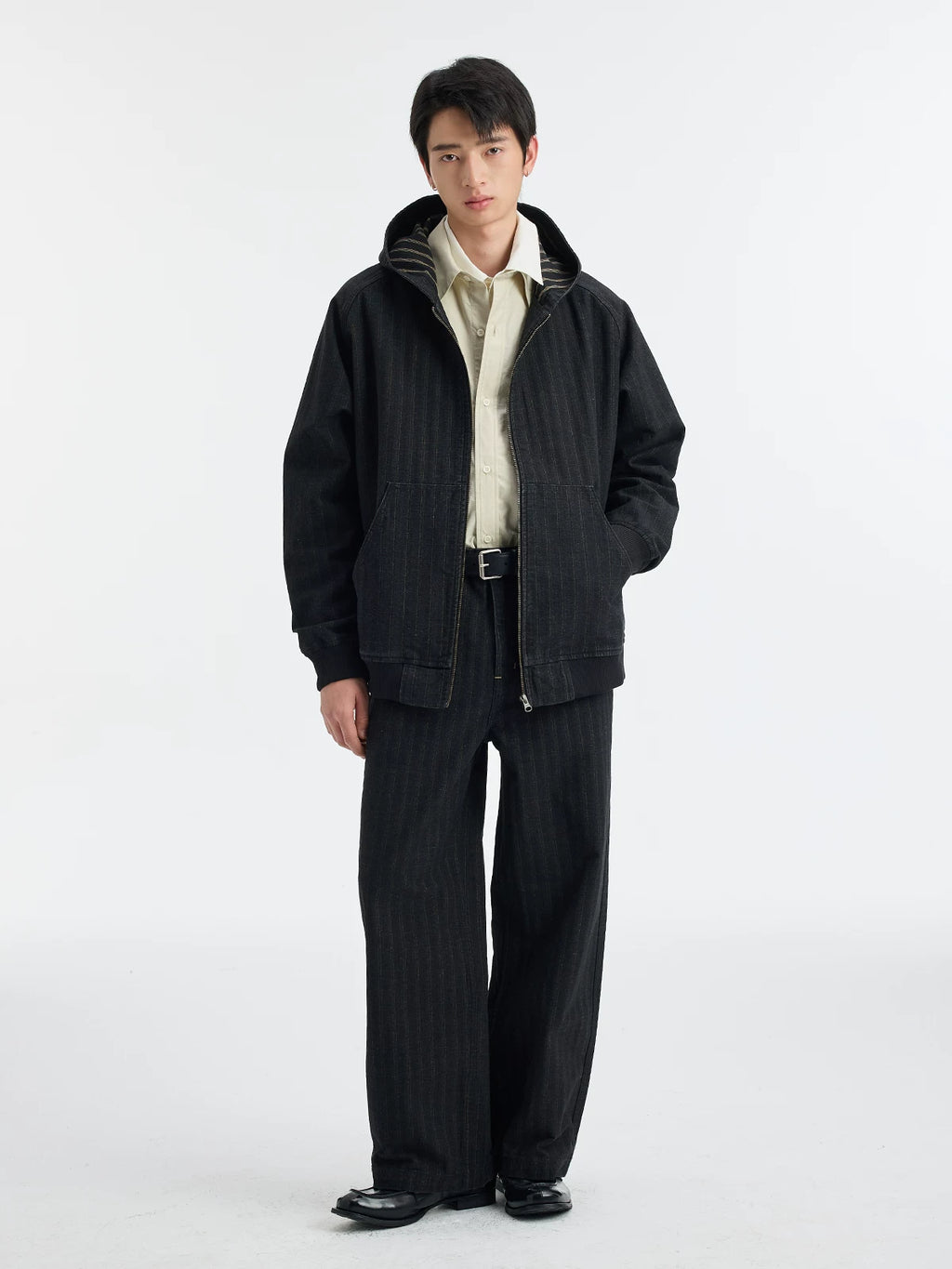 BUTTBILL Vintage Loose Tooling Dark Stripe Denim Casual Pants