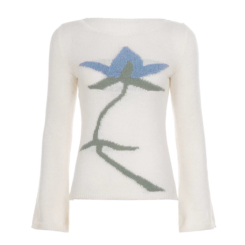 FUNOFF Vintage Floral Long Sleeve Sweater