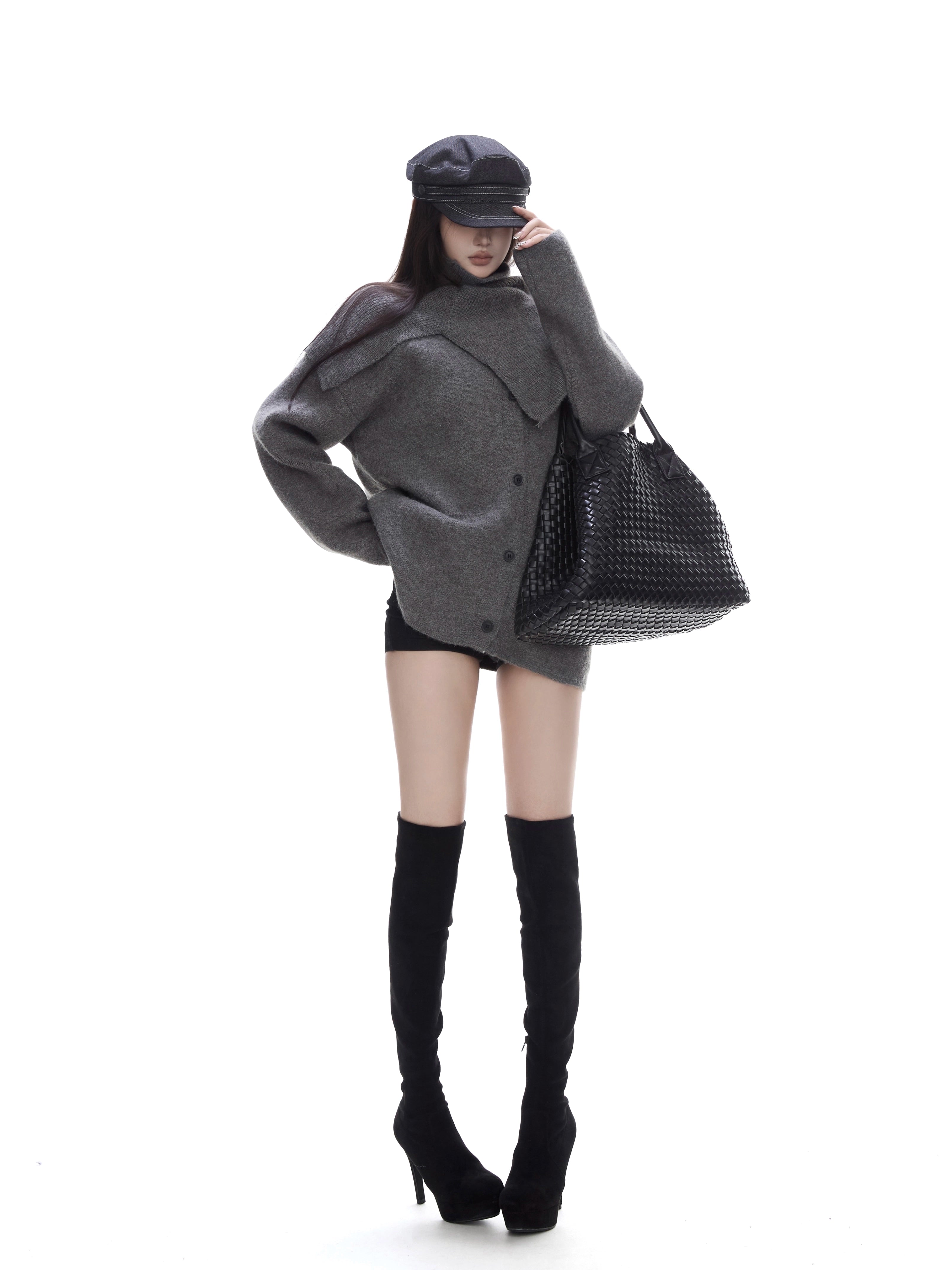 WITHMIN Loose and Thin Casual Turtleneck Shawl