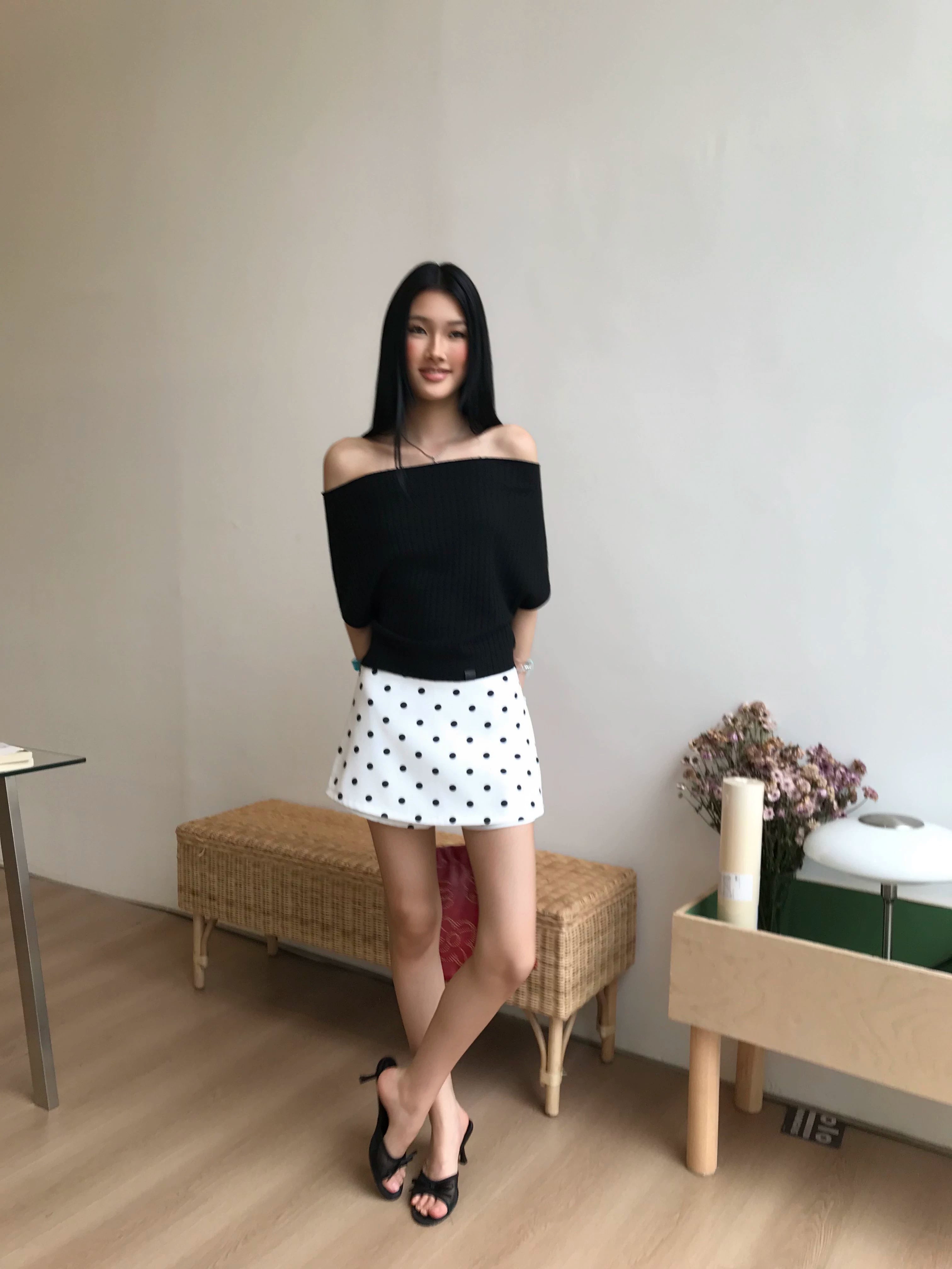 Audwyn Polka Dot Skinny Versatile Skirt