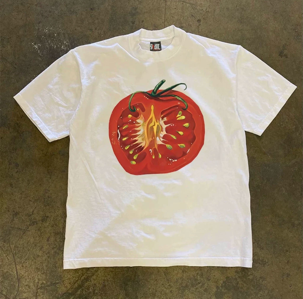 UPUPXIA Tomato Print Loose Tee