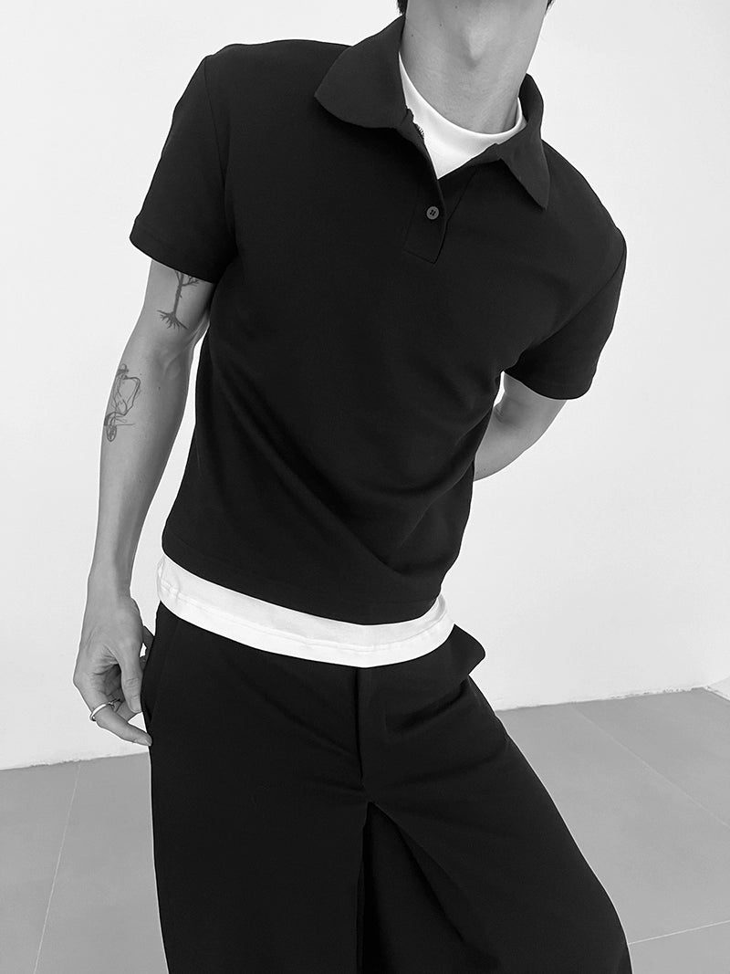 COLN Casual Short Front Shoulder Polo Shirt