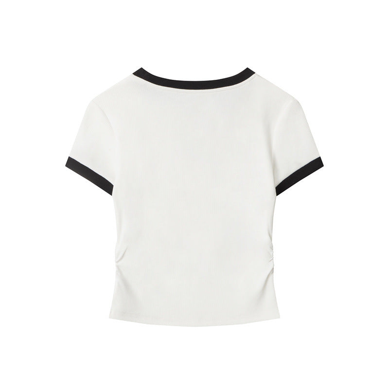 Nariele Kitty Print Pleated Slim Tee