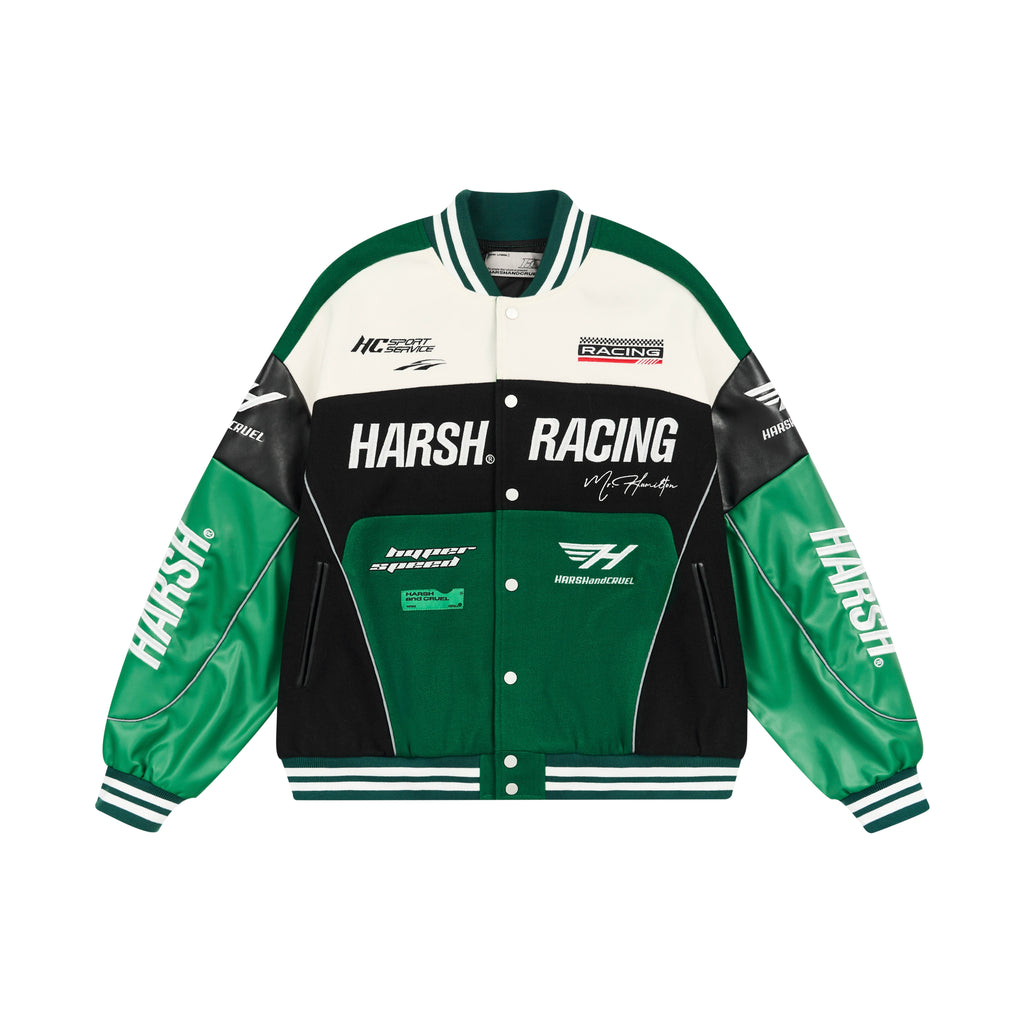 Harshandcruel Retro Locomotive Woolen Racing Baseball Jersey