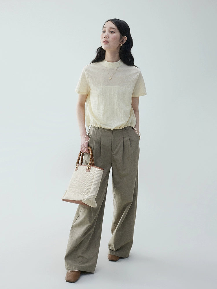 VOOE Small Stand-up Collar Light and Breathable Texture Shirt