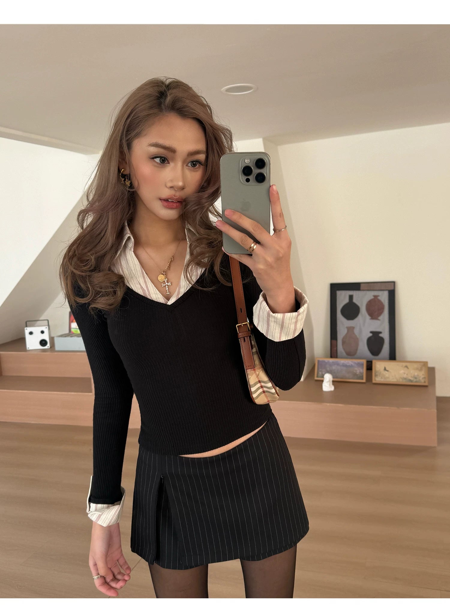 Audwyn Low Waist Striped Suit Skirt Pants