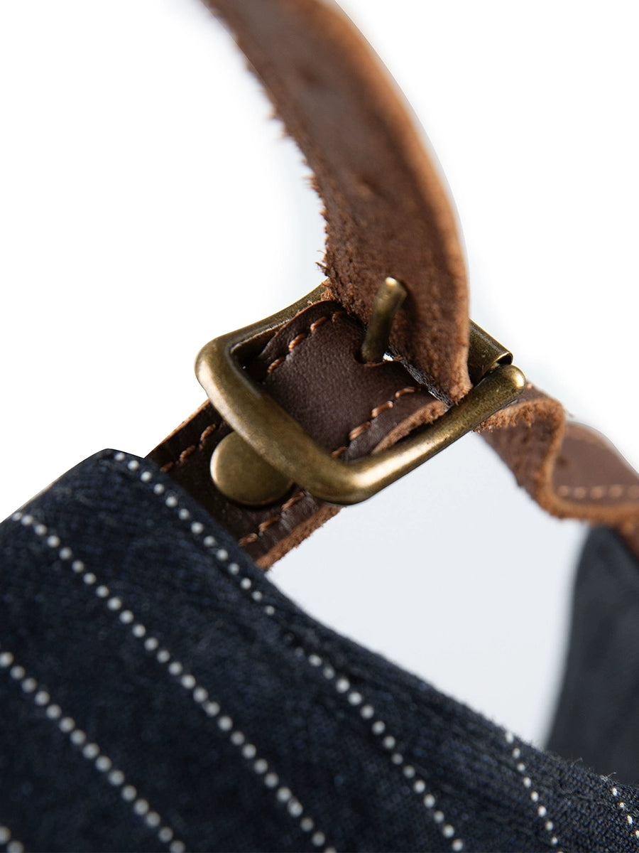 OD Striped Embroidered Retro Flat-brimmed Leather Buckle Baseball Cap