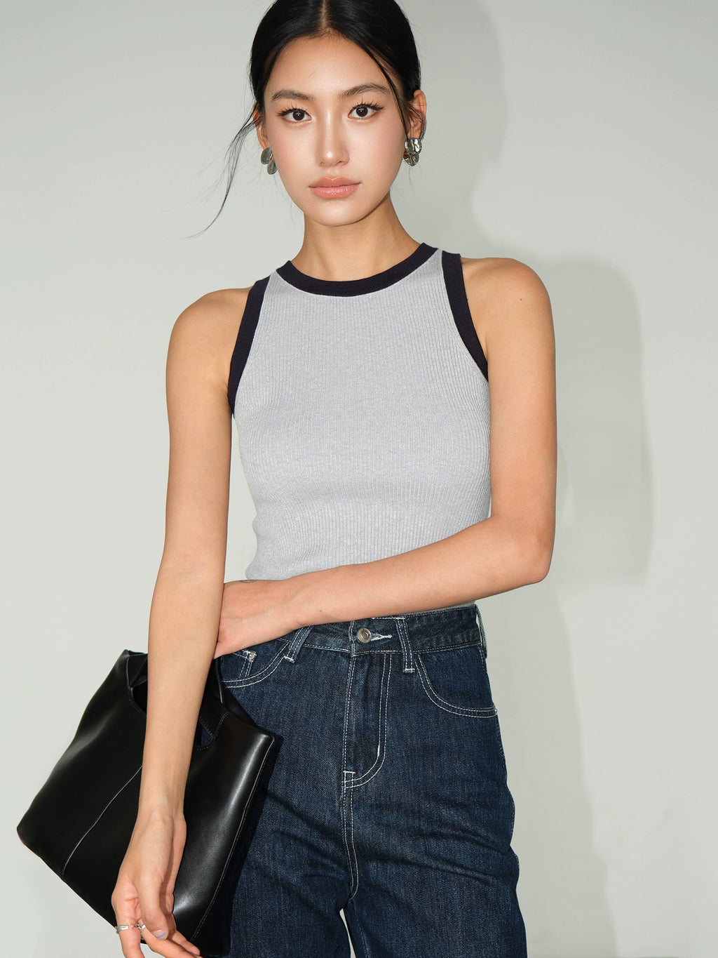 NEVA HU Contrast Knitted Sling Vest