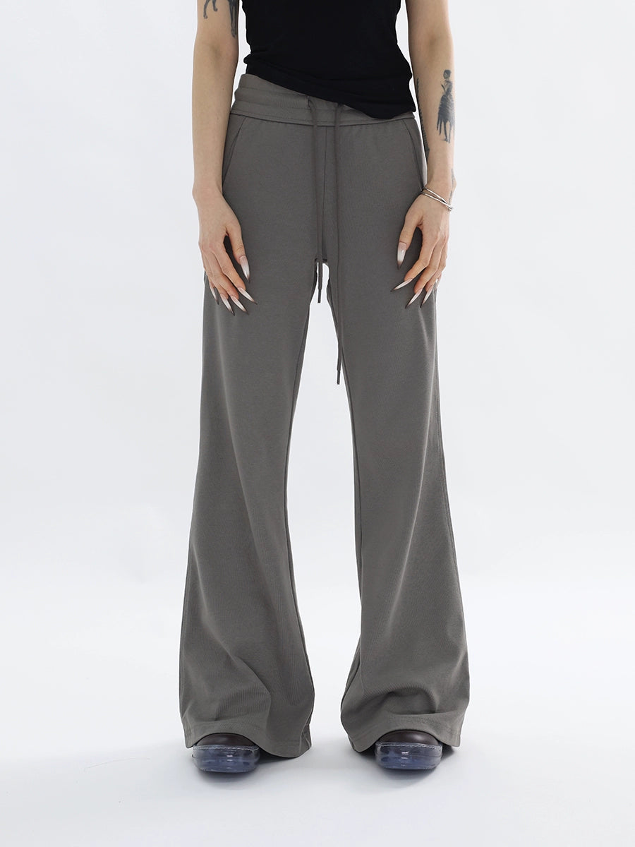 FUZZYKON Split Simple Drawstring Flared Sweatpants