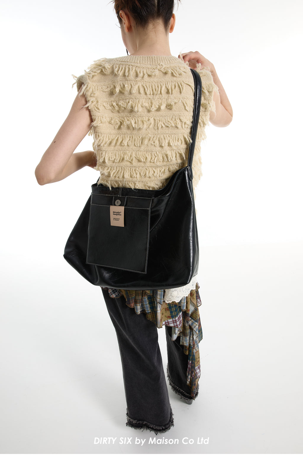 DirtySix Cow Leather Jill big pocket cowhide soft leather tote bag