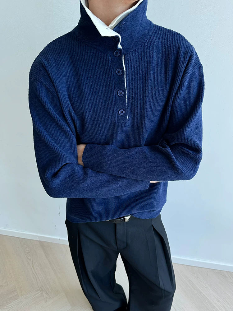 KREATE Double-neck Fake Two-piece Sweater Jacket