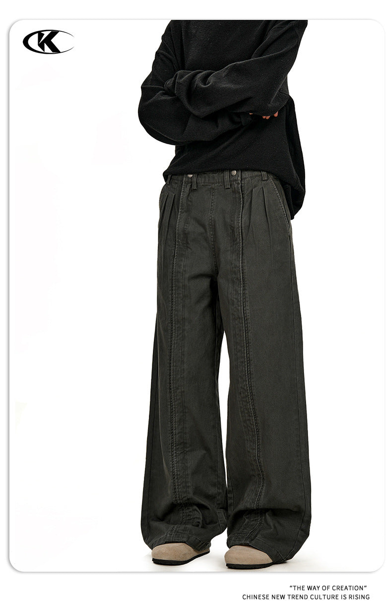 11KN Retro Wide-leg Loose Straight Slacks