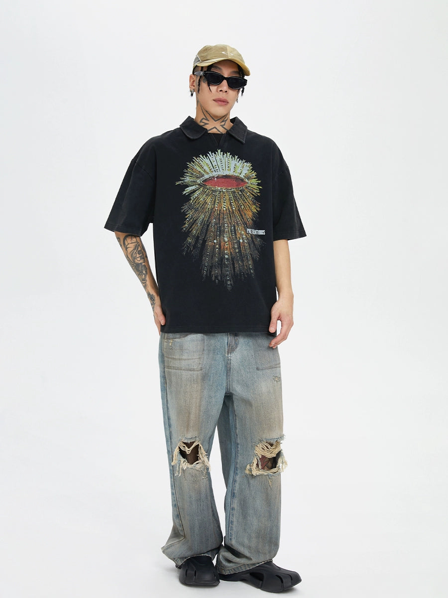 F2CE Retro High Street Print Loose Casual Tee