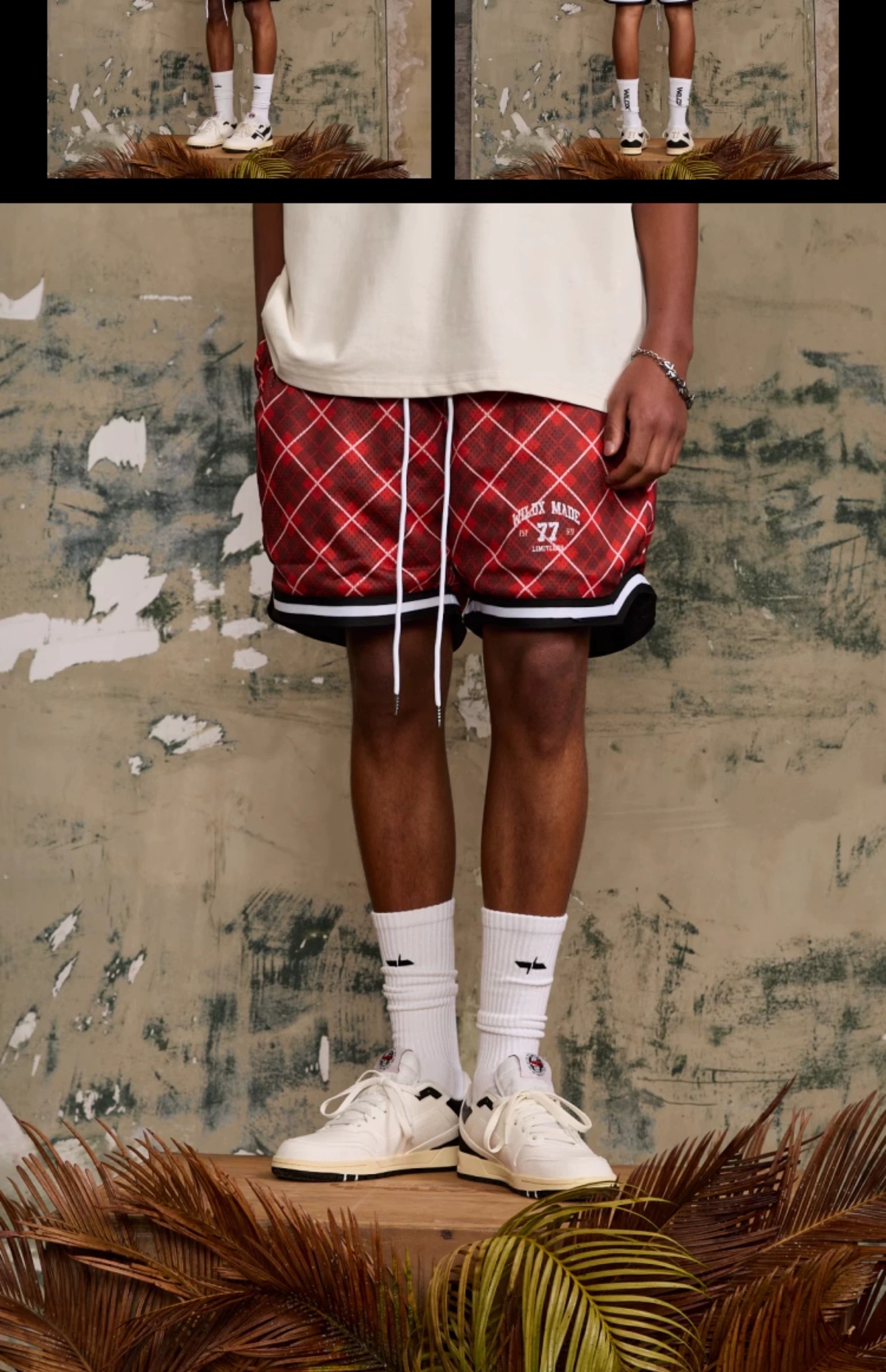 WildX Vintage Plaid Sports Loose Shorts