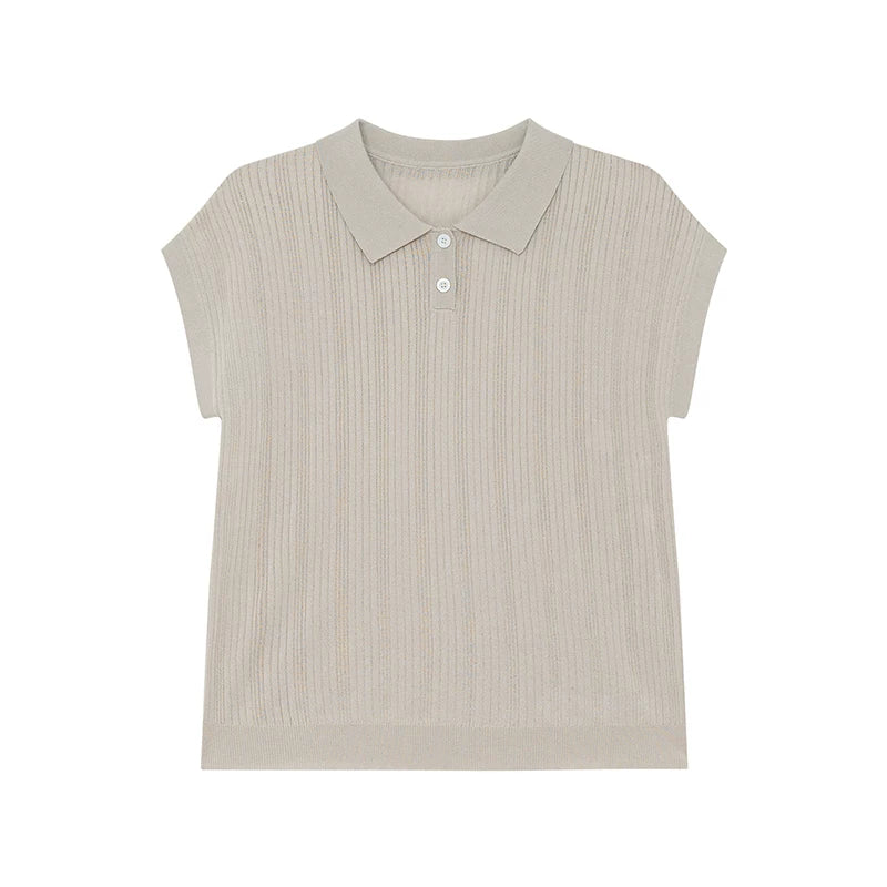 KANO POLO Collar Sleeveless Knitted Tee