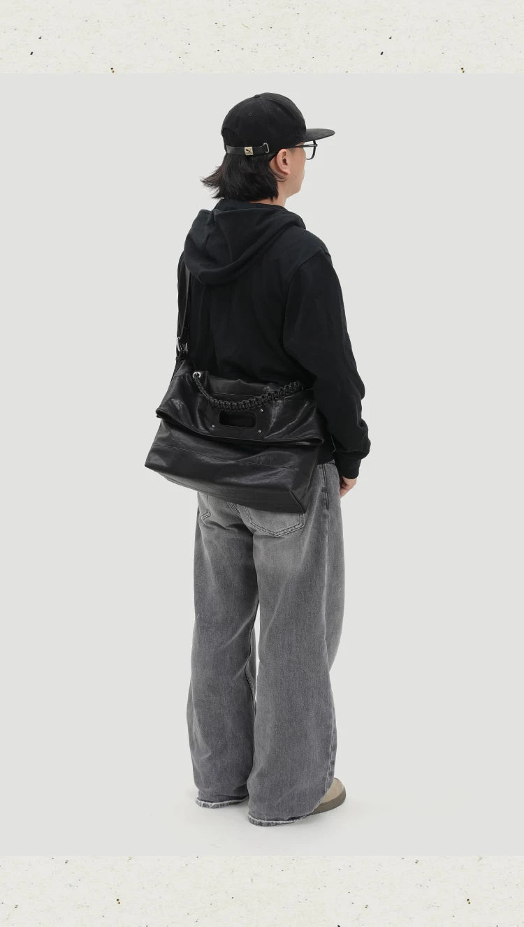 KoniKoni Leather Crossbody Large Capacity Tote Bag