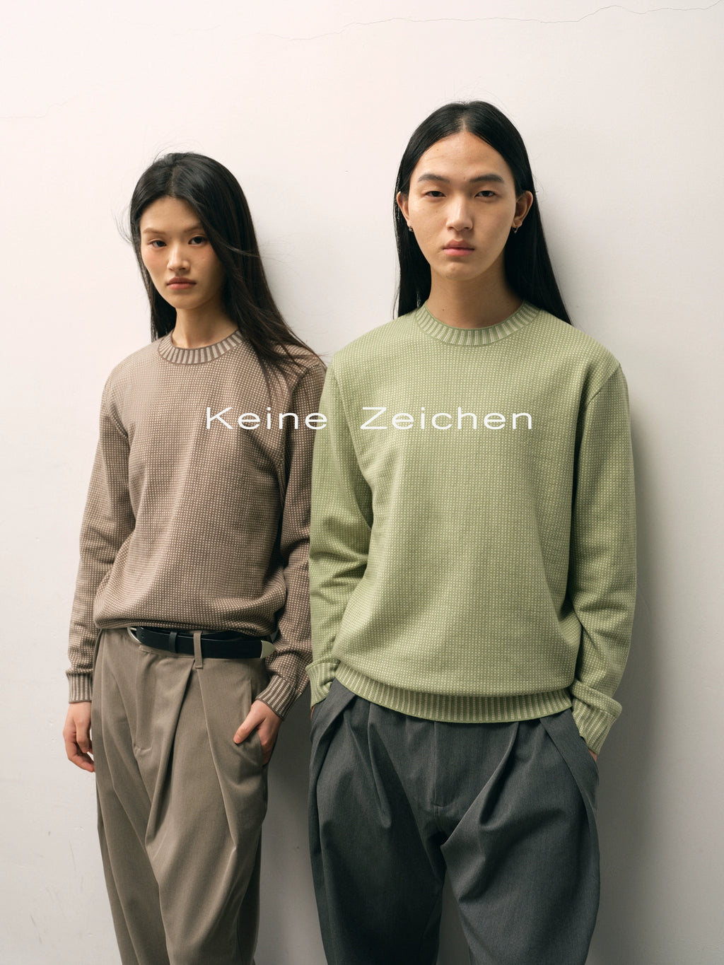 NO LOGO Fine Plaid Corrugated Jacquard Knitted Sweater